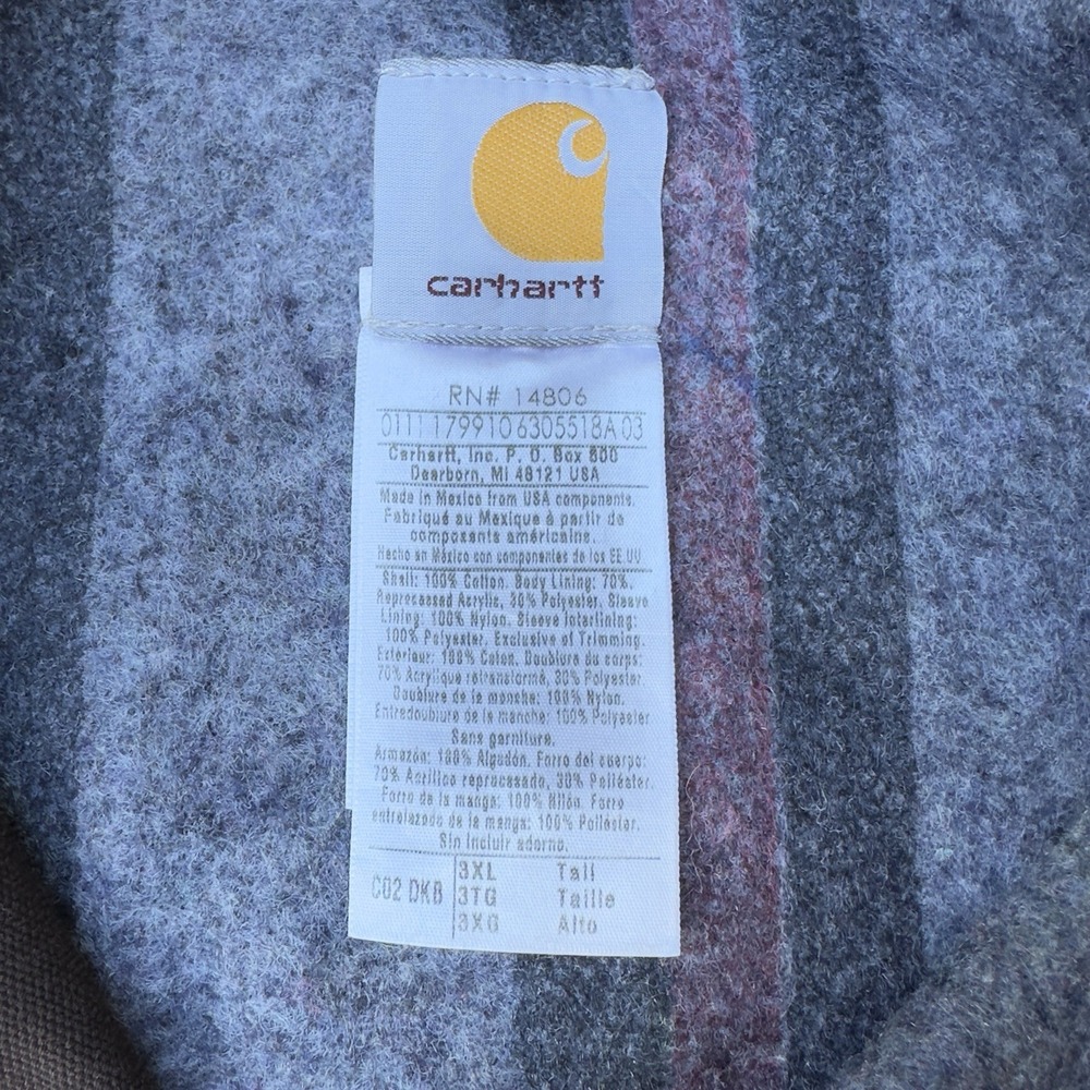 VTG Carhartt C02 DKB Chore Coat Jacket Men's 3XL Tall Blanket Lined Dark Brown * - Picture 7 of 14